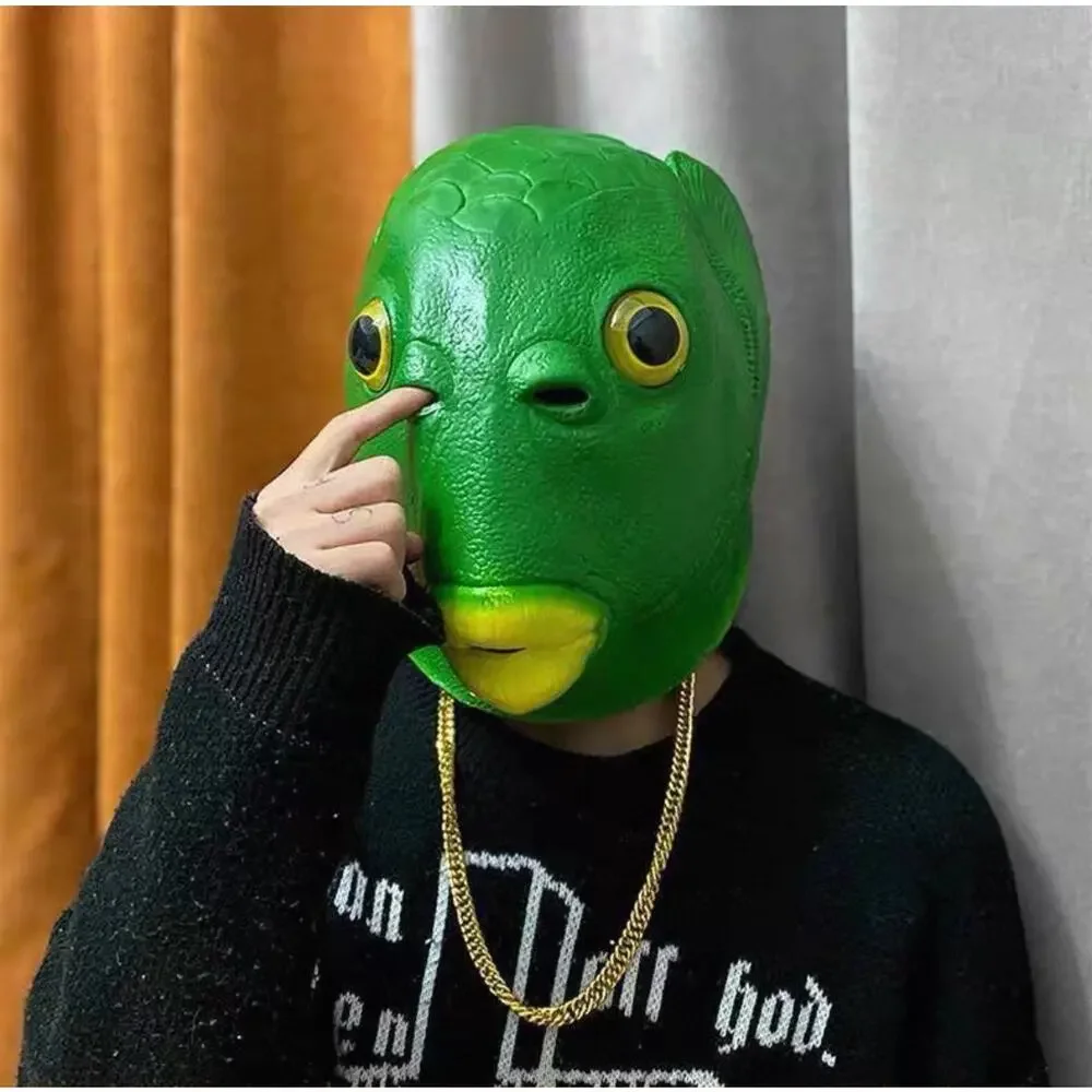 Full Face Green Fish Mask Funny Cosplay Carnival Party Costume Headgear